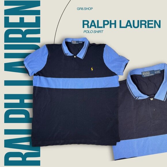 Ralph Lauren Mens XXL Navy & Blue Striped Polo Shirt - Picture 1 of 8